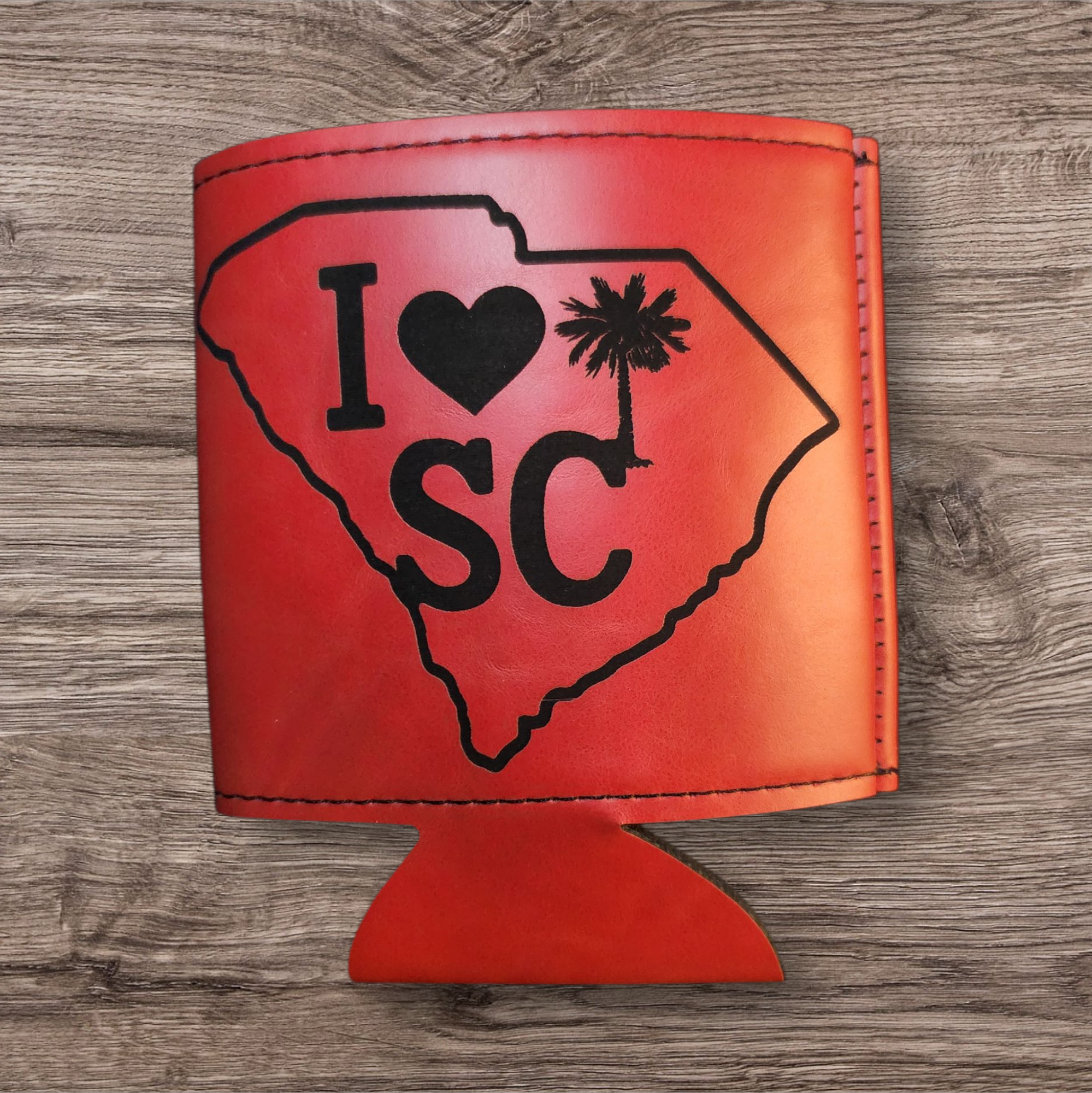 Premium Engraved I Love SC Can Koozie